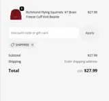SHIPFREE coupon verification screenshot