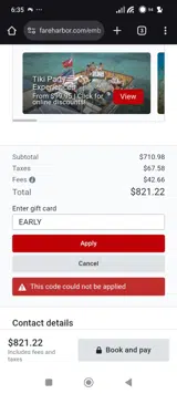 Sebago Watersports coupon verification screenshot