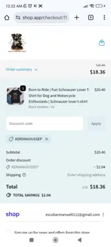 ADRIANGIUSSEP coupon verification screenshot