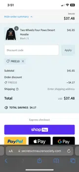 FREE10 coupon verification screenshot