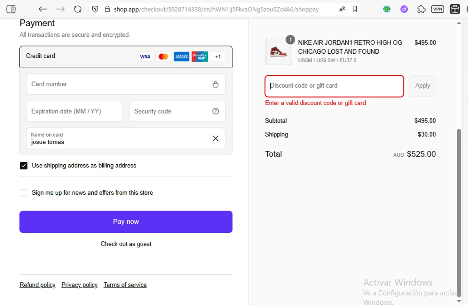 Secret Sneaker Store discount code screenshot showing code WINTERWARMER applied at Secret Sneaker Store checkout page. Uploaded by SimplyCodes community member luissilva2 on Aug 1, 2025