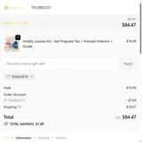 TEAQUIZ10 coupon verification screenshot