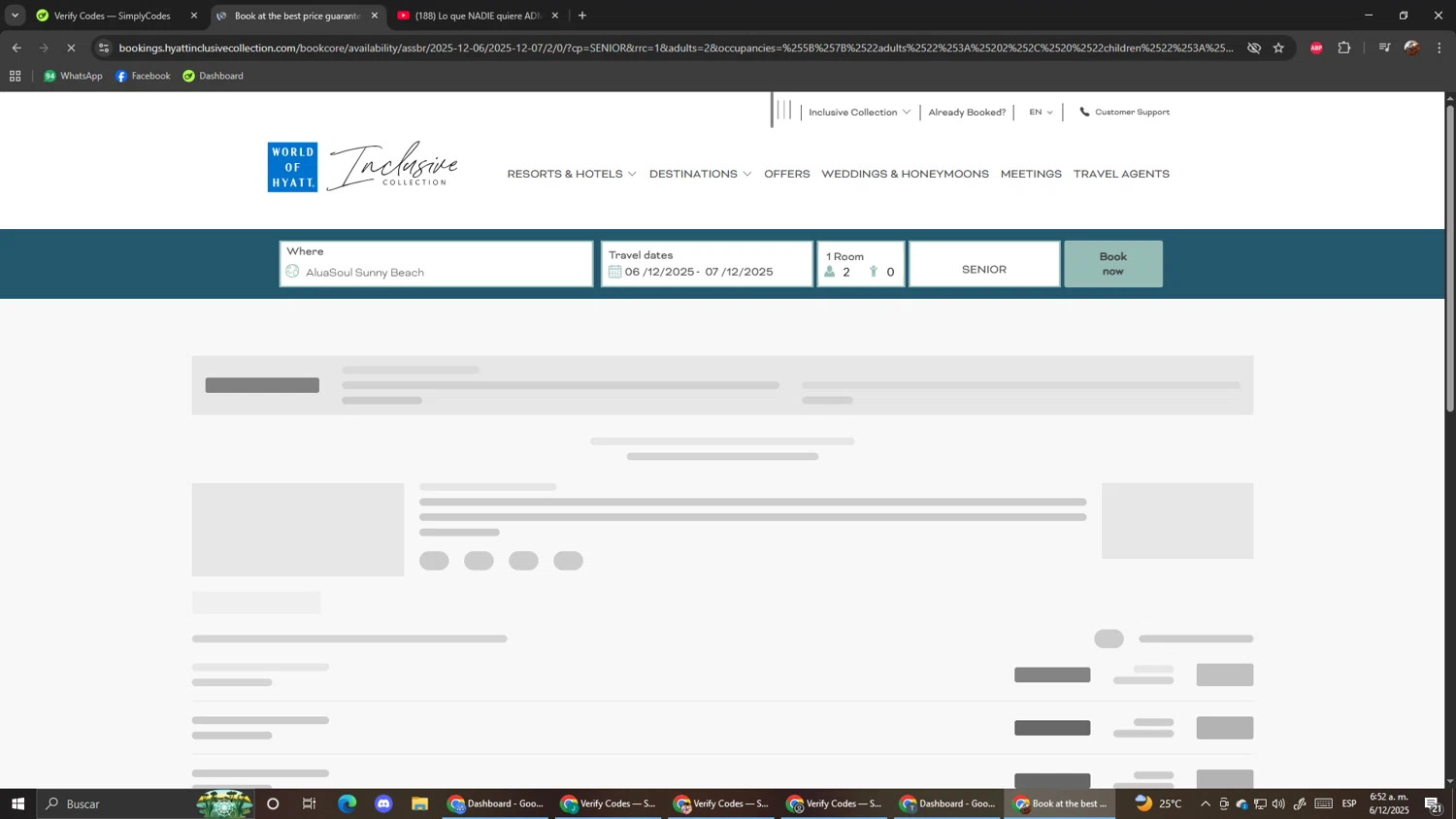 Secrets Resorts & Spas promo code screenshot showing code SENIOR applied at Secrets Resorts & Spas checkout page. Uploaded by SimplyCodes community member ScanShopper554 on Dec 6, 2025