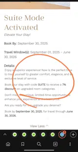 SUITE coupon verification screenshot