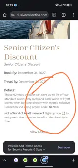 Secrets Resorts & Spas coupon verification screenshot