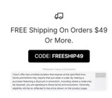 FREESHIP49 coupon verification screenshot