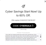 CYBERSALE coupon verification screenshot