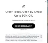 HOLIDAY coupon verification screenshot