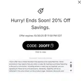 20OFF coupon verification screenshot