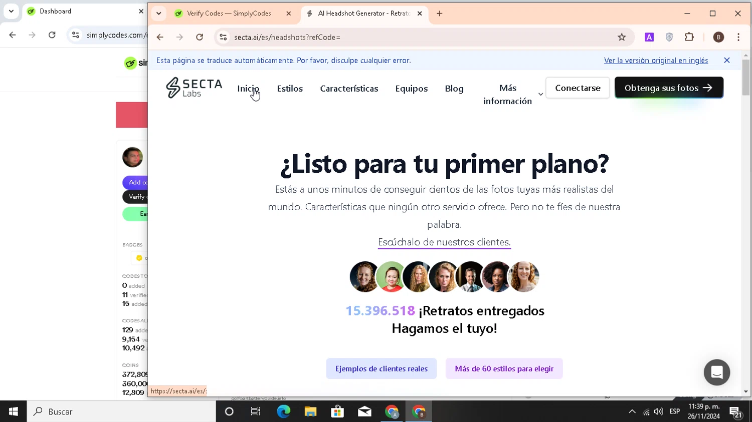 Secta AI checkout page showing Secta AI promo code box | Screenshot taken by SimplyCodes community member on Nov 27, 2024