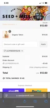 LILYFEEDSYOU10 coupon verification screenshot