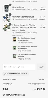Farmerkhomestead coupon verification screenshot