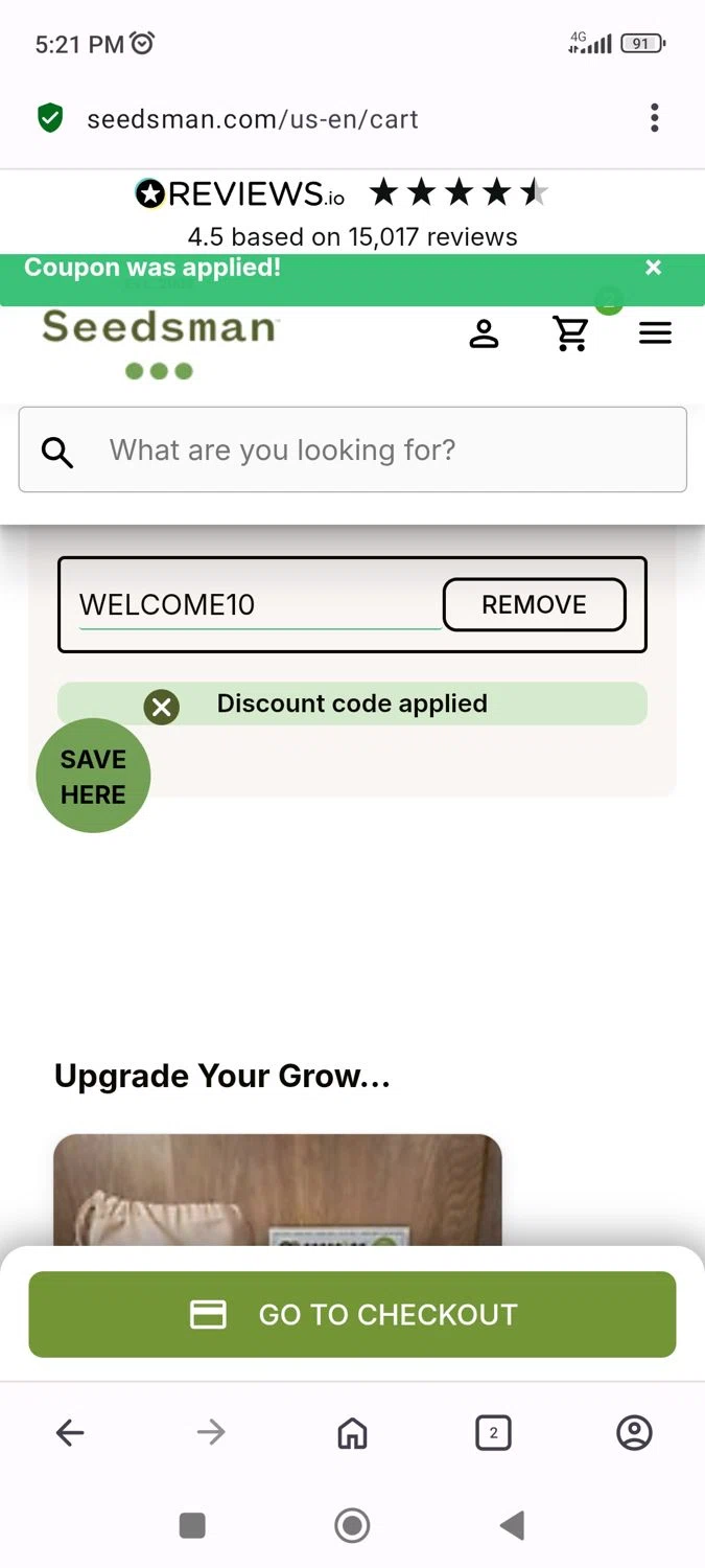 Seedsman checkout page showing Seedsman promo code box | Screenshot taken by SimplyCodes community member on Jan 25, 2026