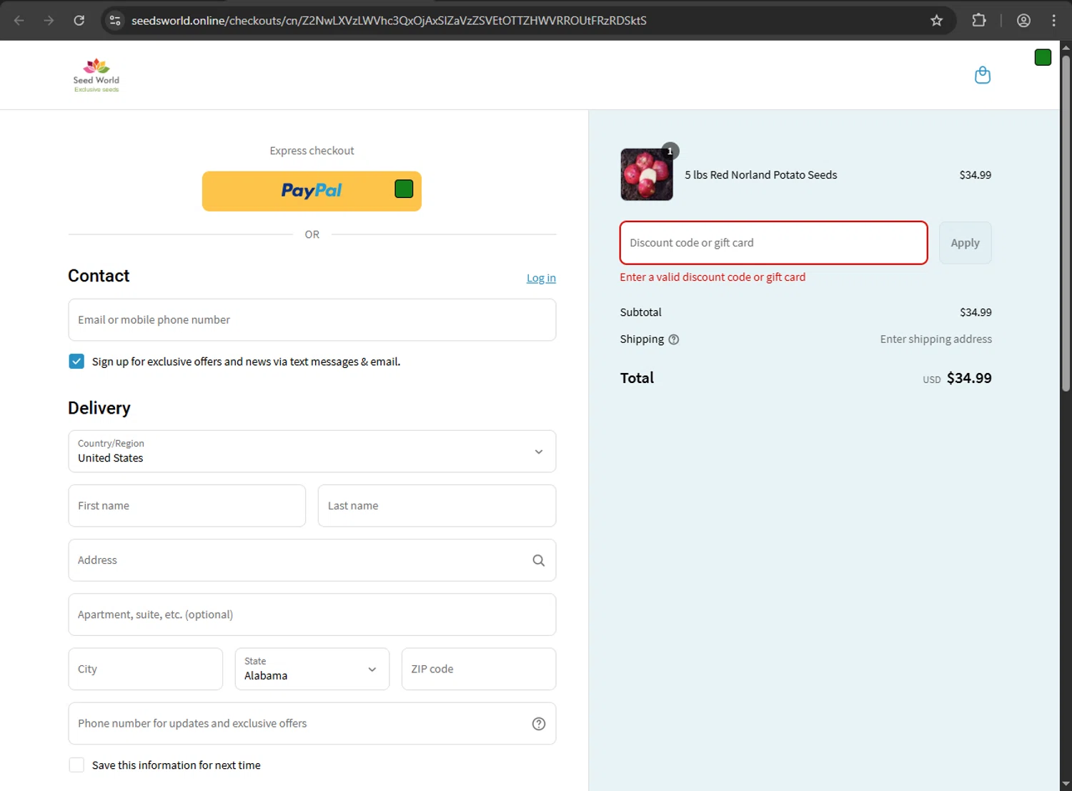 SeedWorld discount code screenshot showing code NINOLONDARIDZE applied at SeedWorld checkout page. Uploaded by SimplyCodes community member kaiser2 on May 24, 2025