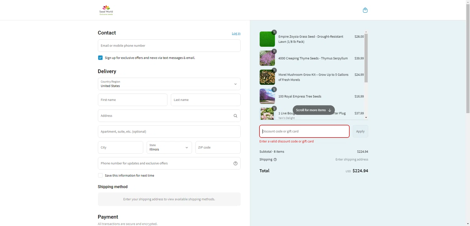 SeedWorld discount code screenshot showing code NINOLONDARIDZE applied at SeedWorld checkout page. Uploaded by SimplyCodes community member VictoriousFinder4393 on May 24, 2025