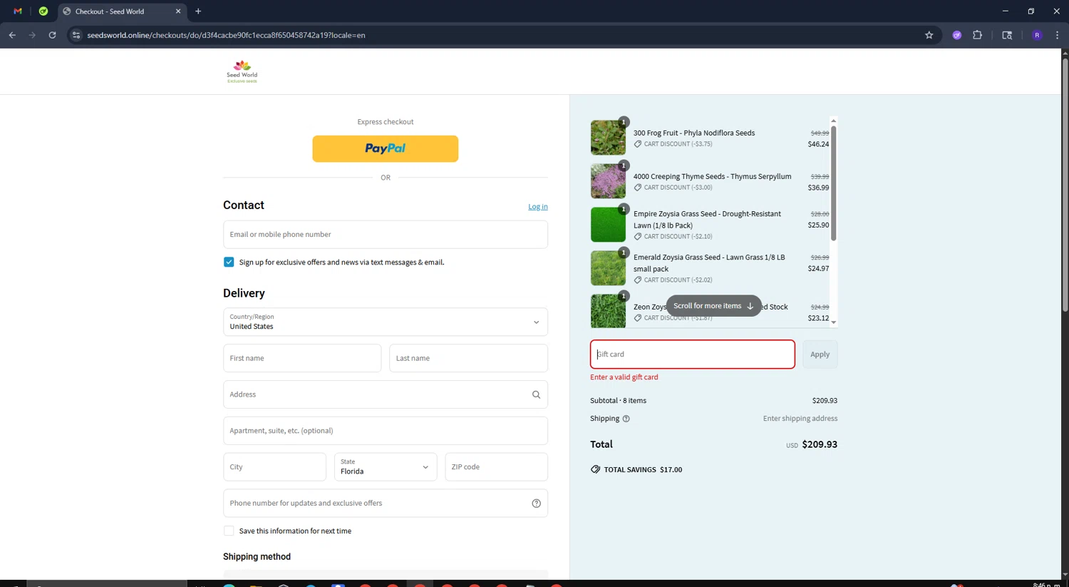 SeedWorld discount code screenshot showing code NICKLARRALDE applied at SeedWorld checkout page. Uploaded by SimplyCodes community member CashCollector4199 on May 24, 2025