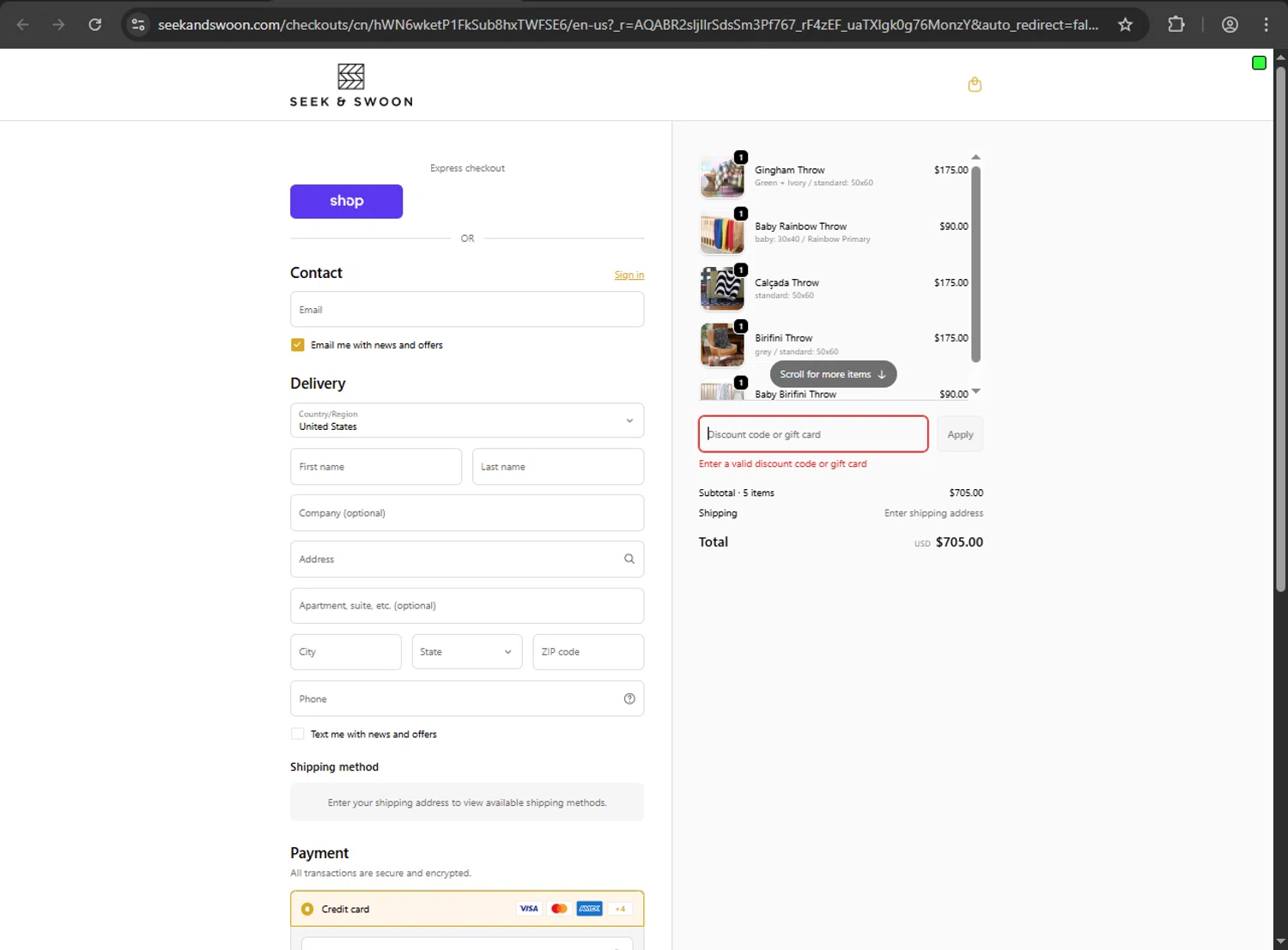 Seek & Swoon promo code screenshot showing code COZYGIFT applied at Seek & Swoon checkout page. Uploaded by SimplyCodes community member Jeremi on Dec 28, 2025