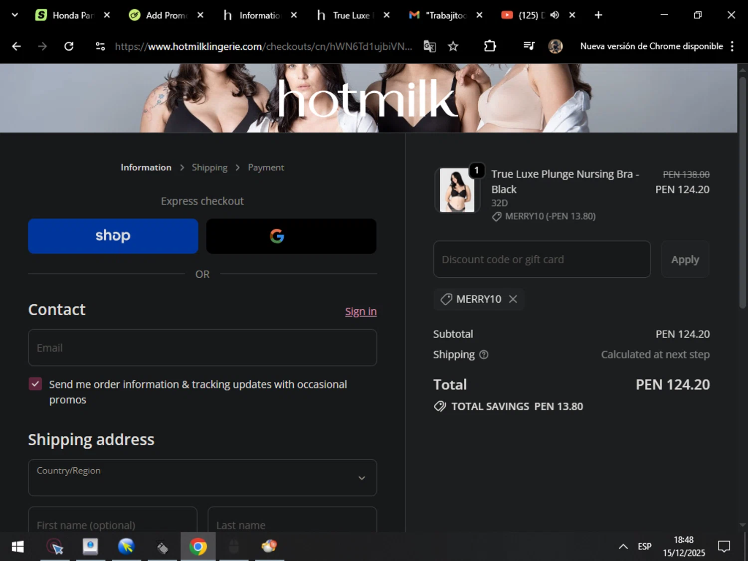 Seek & Swoon promo code screenshot showing code COZYGIFT applied at Seek & Swoon checkout page. Uploaded by SimplyCodes community member MarcosAranguren on Dec 24, 2025