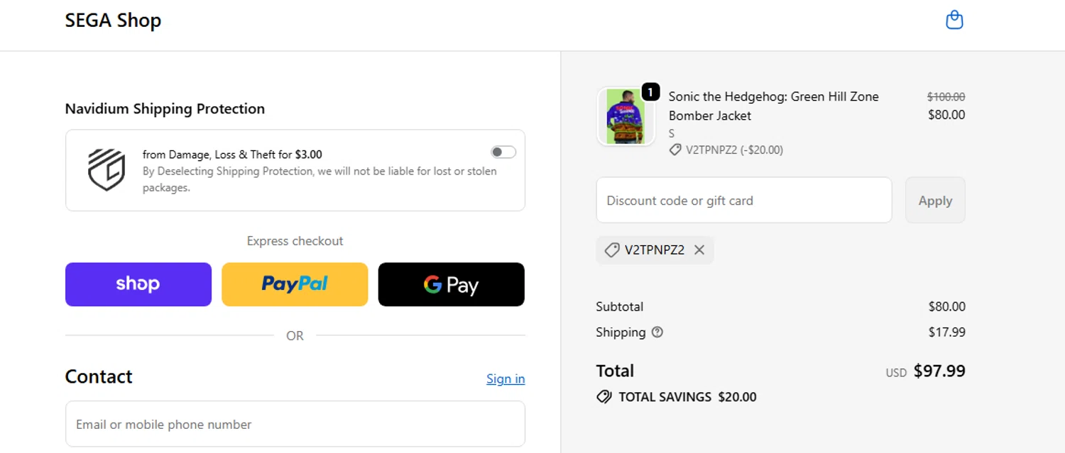 Sega promo code screenshot showing code T9L9ZF54 applied at Sega checkout page. Uploaded by SimplyCodes community member PaulSkenes on Jun 9, 2026