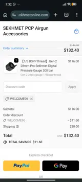 WELCOME96 coupon verification screenshot