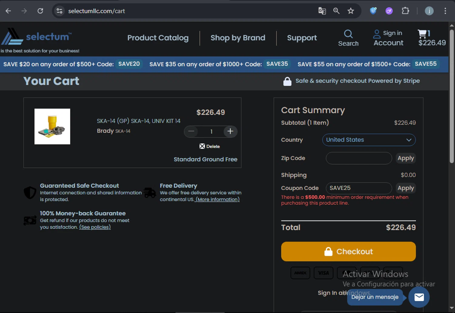 Selectum promo code screenshot showing code SAVE25 applied at Selectum checkout page. Uploaded by SimplyCodes community member SavingsCurator5849 on Jun 30, 2025