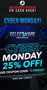 Select Vape coupon verification screenshot