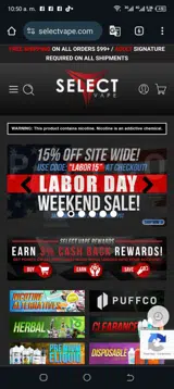 Select Vape coupon verification screenshot