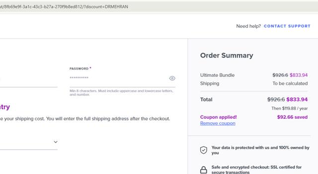 SelfDecode checkout page showing SelfDecode coupon code box | Screenshot taken by SimplyCodes community member on Aug 23, 2025