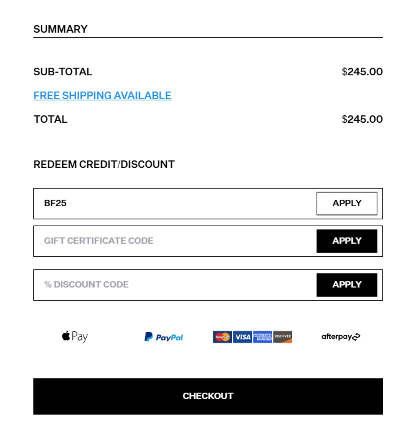 Self Edge discount code screenshot showing code BF25 applied at Self Edge checkout page. Uploaded by SimplyCodes community member MARIO12 on Dec 26, 2025