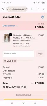 VAJI10 coupon verification screenshot
