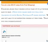 SHIPFREE50 coupon verification screenshot