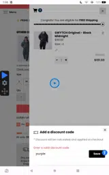 purple coupon verification screenshot