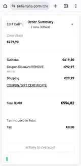 Selle Italia coupon verification screenshot