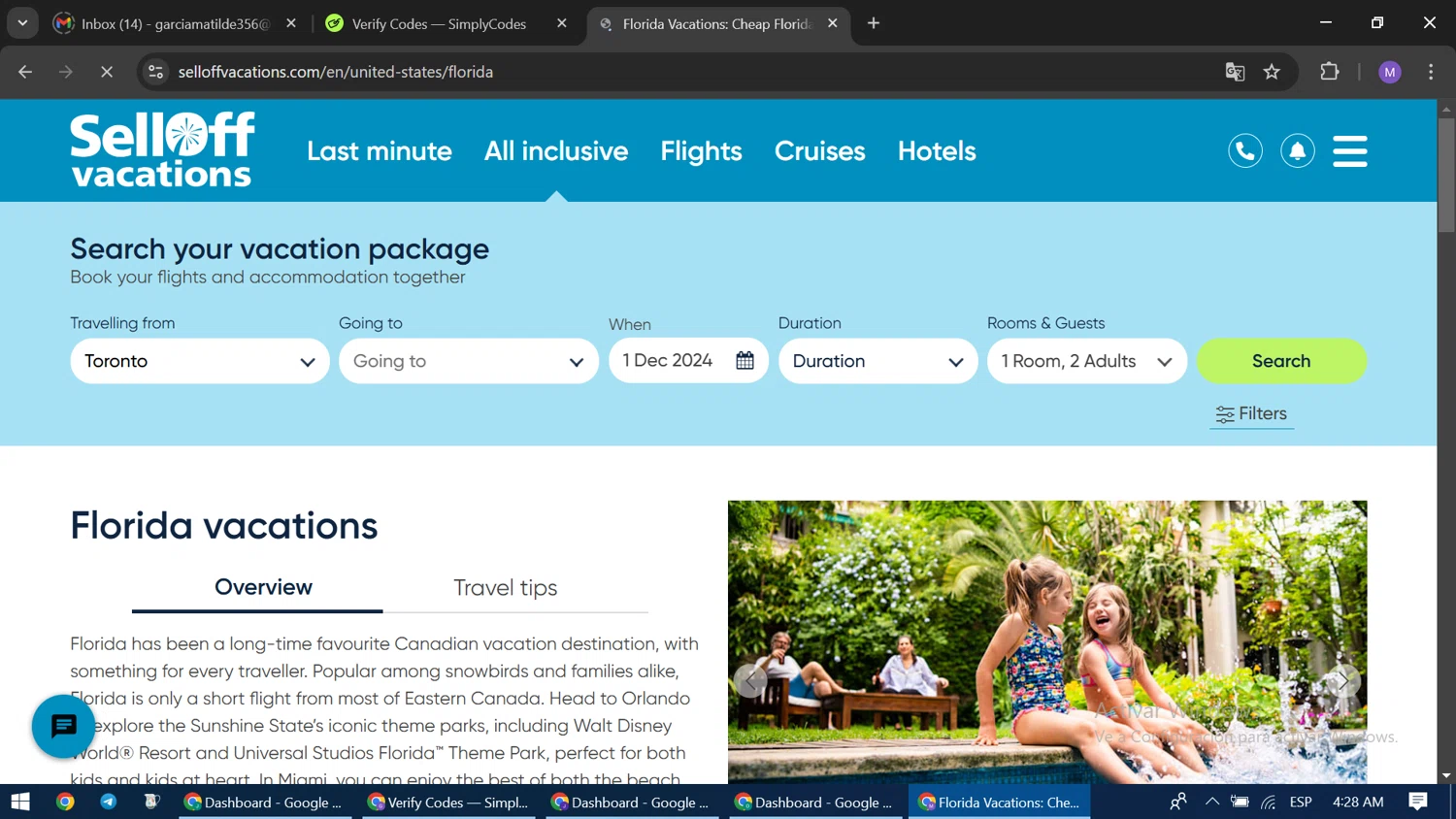SellOffVacations checkout page showing SellOffVacations promo code box | Screenshot taken by SimplyCodes community member on Nov 30, 2024