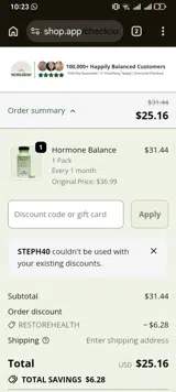 STEPH40 coupon verification screenshot