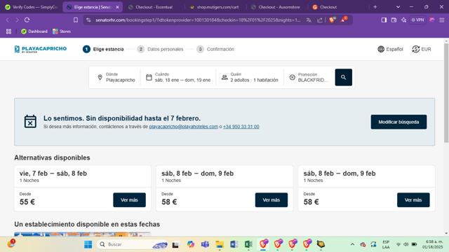 Senator Hotels & Resorts checkout page showing Senator Hotels & Resorts promo code box | Screenshot taken by SimplyCodes community member on Jan 18, 2025