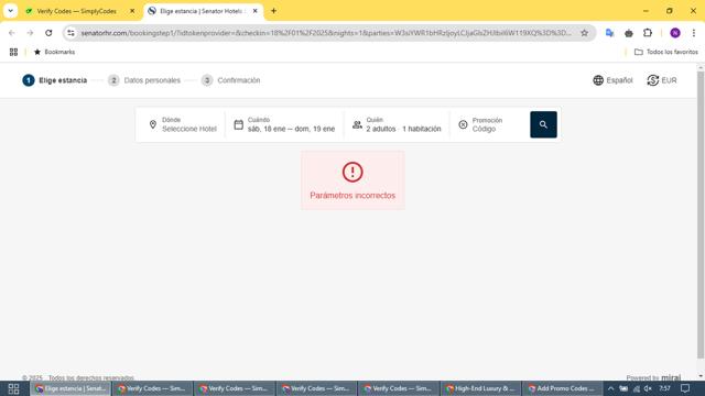 Senator Hotels & Resorts checkout page showing Senator Hotels & Resorts promo code box | Screenshot taken by SimplyCodes community member on Jan 18, 2025