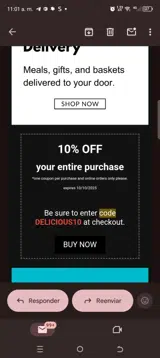 DELICIOUS10 coupon verification screenshot