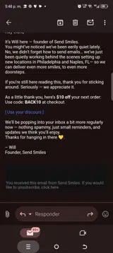 Back10 coupon verification screenshot