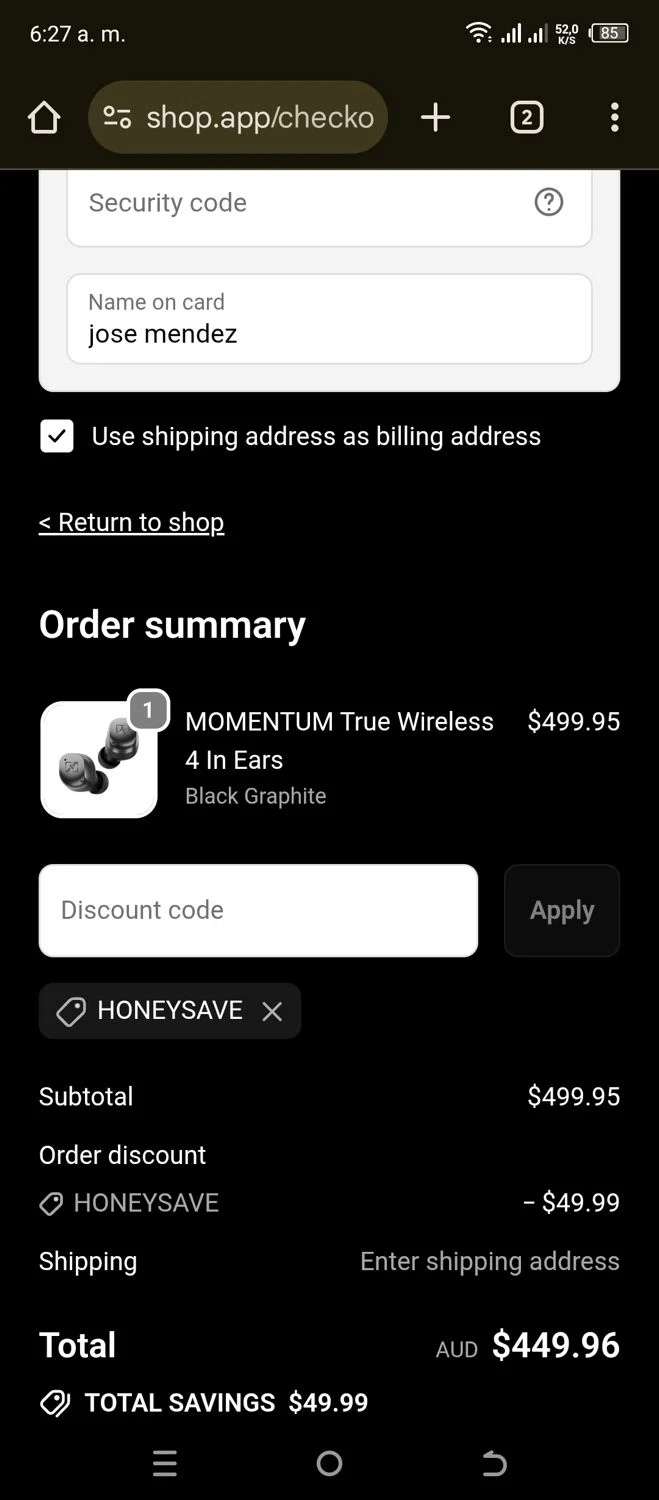 Sennheiser checkout page showing Sennheiser promo code box | Screenshot taken by SimplyCodes community member on Sep 20, 2025