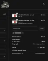 Señorita Drinks coupon verification screenshot