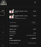 Señorita Drinks coupon verification screenshot