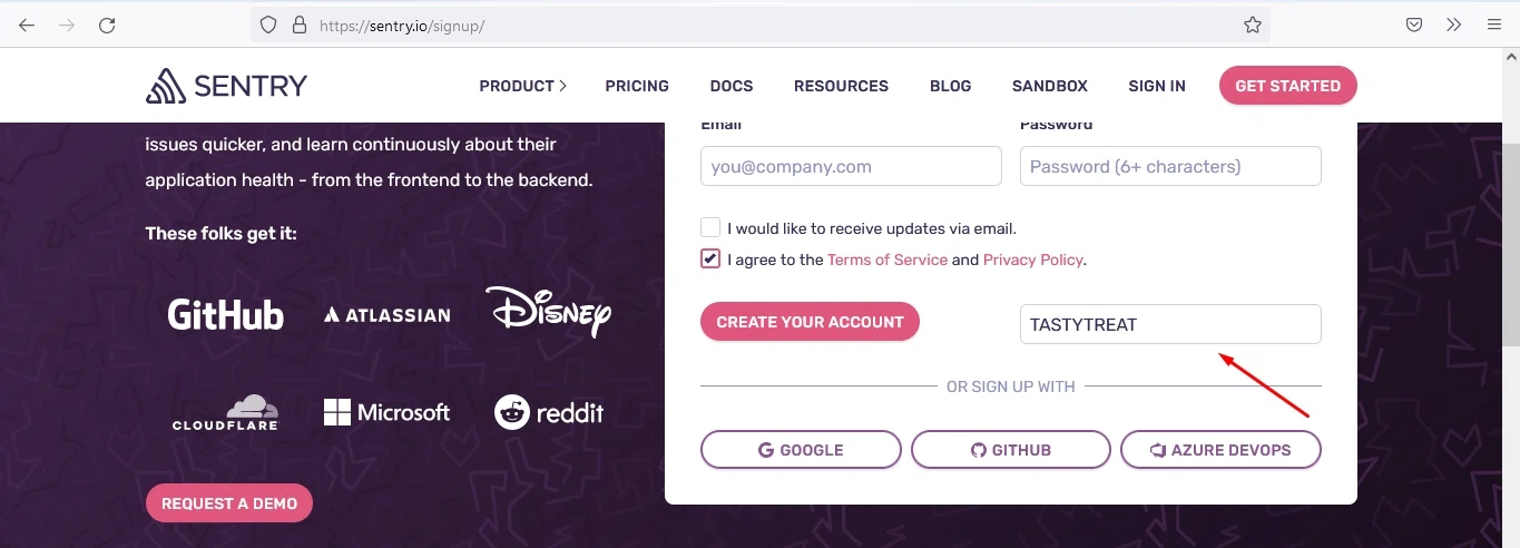 how to use Sentry coupons