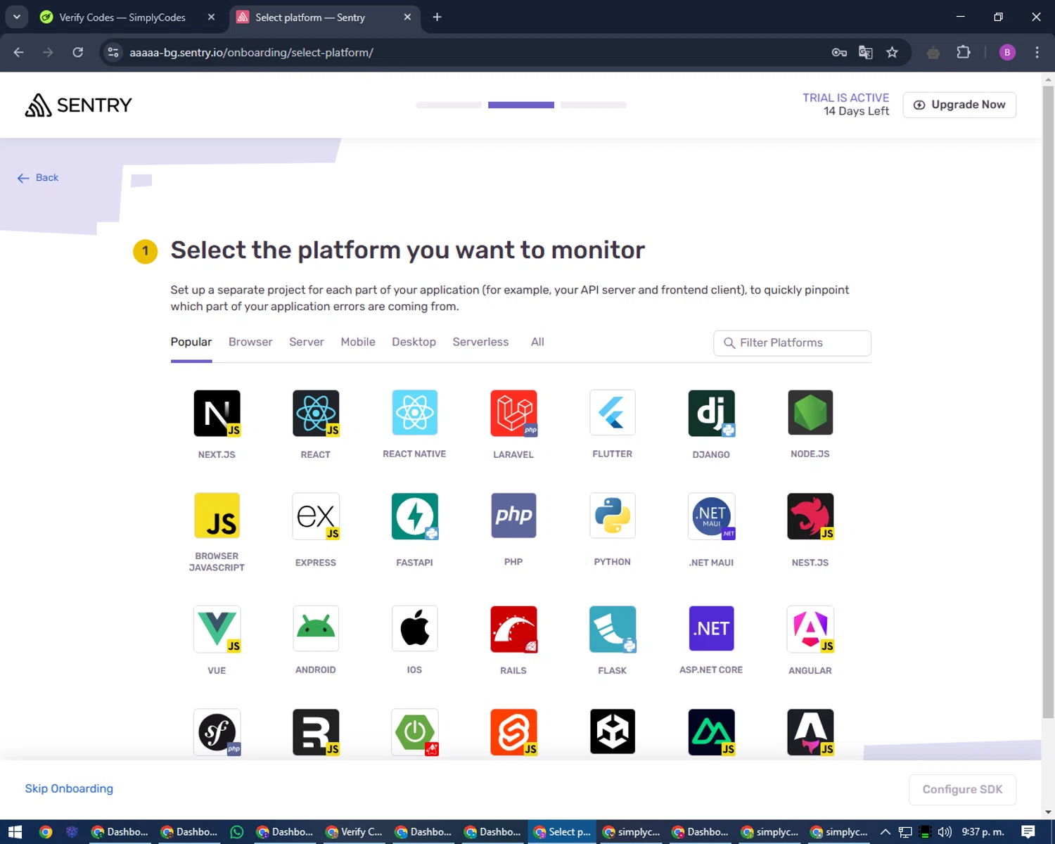 Sentry checkout page showing Sentry promo code box | Screenshot taken by SimplyCodes community member on Feb 7, 2025