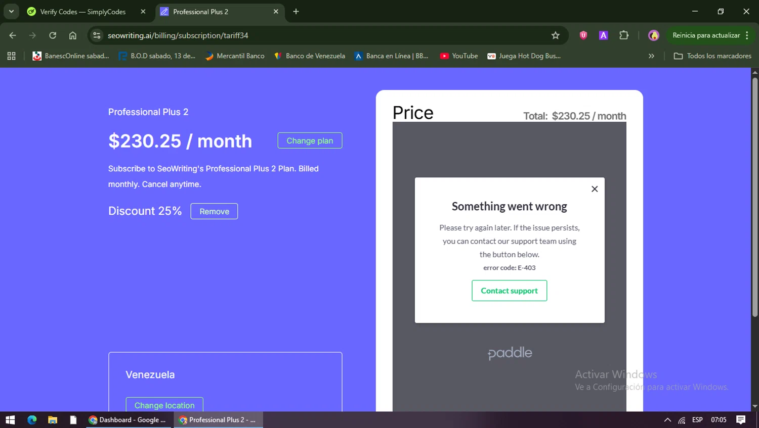 SEOWRITING AI checkout page showing SEOWRITING AI discount code box | Screenshot taken by SimplyCodes community member on Jan 15, 2026