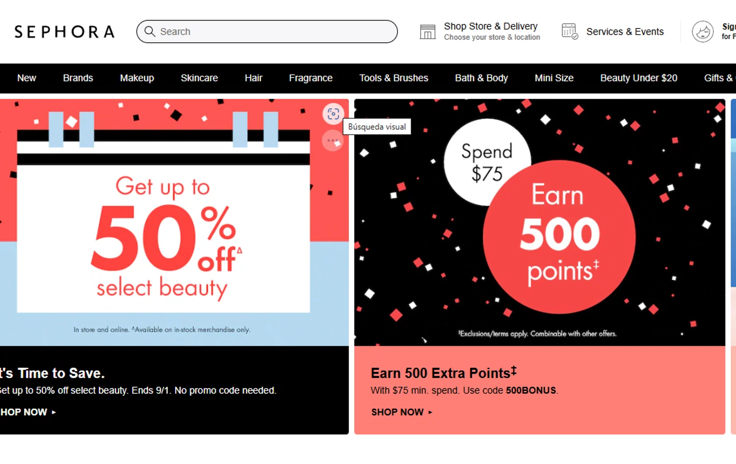 Sephora promo code screenshot showing code 500BONUS applied at Sephora checkout page. Uploaded by SimplyCodes community member abundancia on Aug 28, 2025