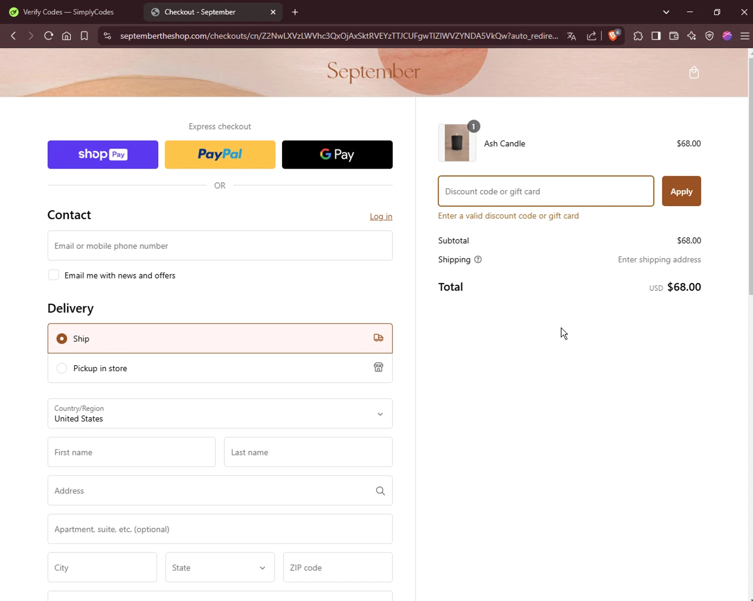 September The Shop promo code screenshot showing code Selfcare25 applied at September The Shop checkout page. Uploaded by SimplyCodes community member Rayyyyyy on Feb 10, 2025