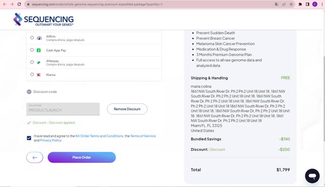 Sequencing checkout page showing Sequencing discount code box | Screenshot taken by SimplyCodes community member on Oct 25, 2023