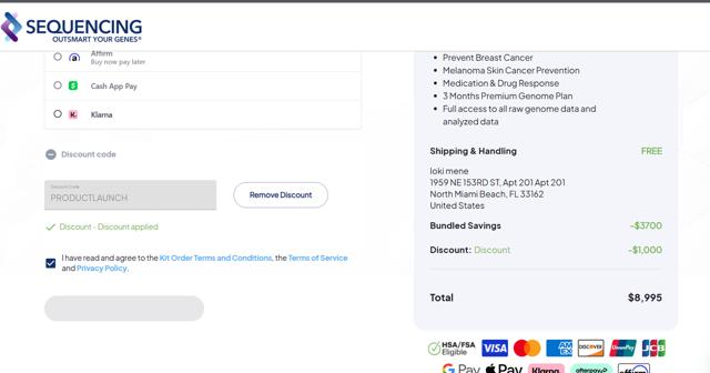 Sequencing checkout page showing Sequencing discount code box | Screenshot taken by SimplyCodes community member on Nov 18, 2023