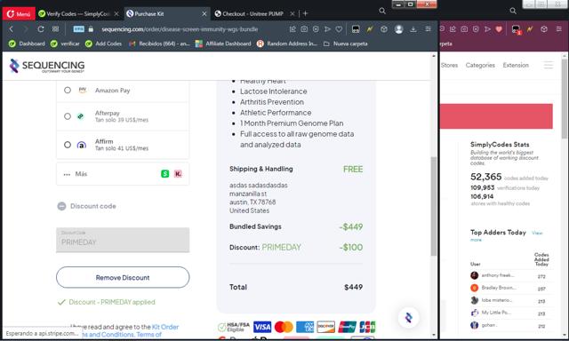 Sequencing checkout page showing Sequencing discount code box | Screenshot taken by SimplyCodes community member on Jul 19, 2024